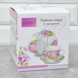 Чайный набор 4 предмета 230мл на подставке 86327
