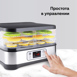 Сушилка для овощей и фруктов BQ FD1001, 5 поддонов 32*25см черно-стальная