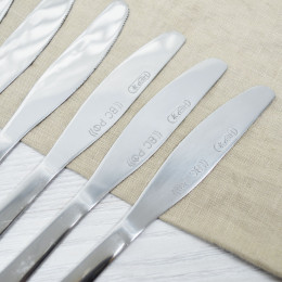 Нож столовый 6шт 23см 2мм, зеркальная полировка