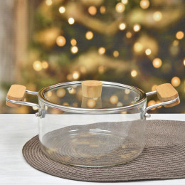 Кастрюля 3л стеклянная с крышкой BZ-BH-178