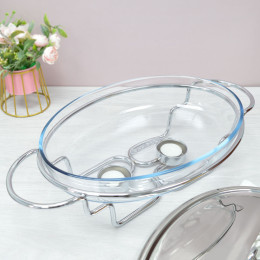 Мармит 3л стеклянный с крышкой нерж, с 2 свечами MB 20882