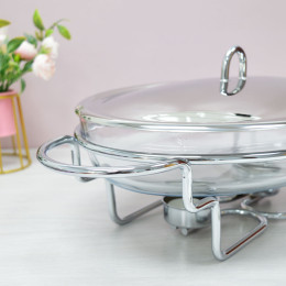 Мармит 3л стеклянный с крышкой нерж, с 2 свечами MB 20882