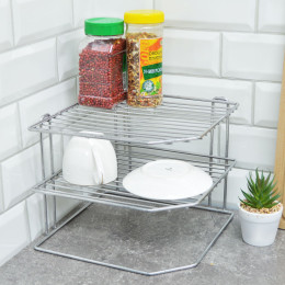 Сушилка для посуды 2-х ярусная угловая, хром