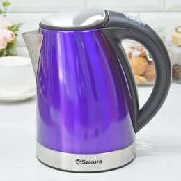 Чайник электрический 1л нержавеющая сталь фиолетовый SA-2118P