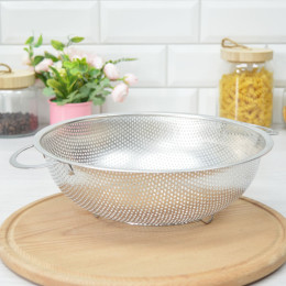 Дуршлаг 25см нержавеющая сталь с двумя ручками