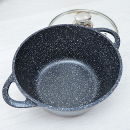 Кастрюля 2л со стеклянной крышкой Гранит тм Традиция