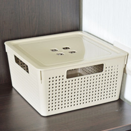 Коробка 11л с крышкой квадратная "Лофт" латте