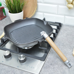 Сковорода-гриль 26*26см чугунная со съемной ручкой тм Гардарика