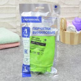 Перчатки виниловые хозяйственные, ТР ТС, р.M зеленые ADM